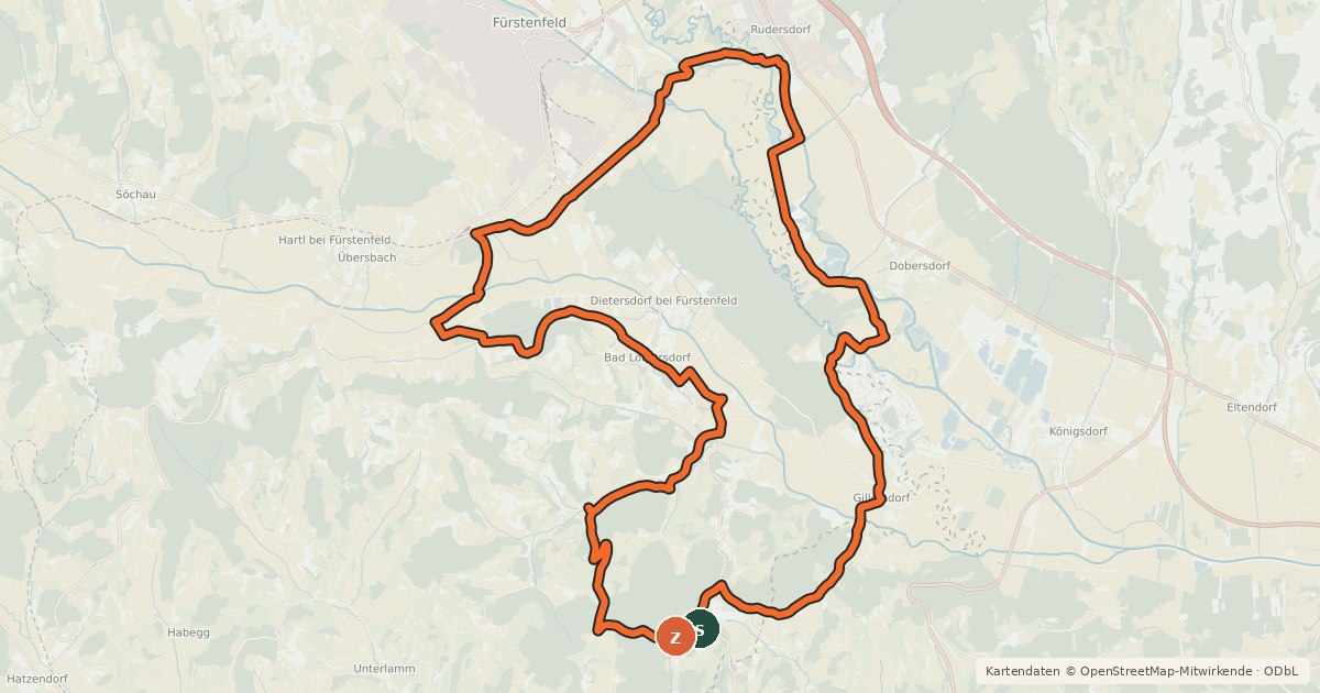 Kartenübersicht der Radroute Mühlentour