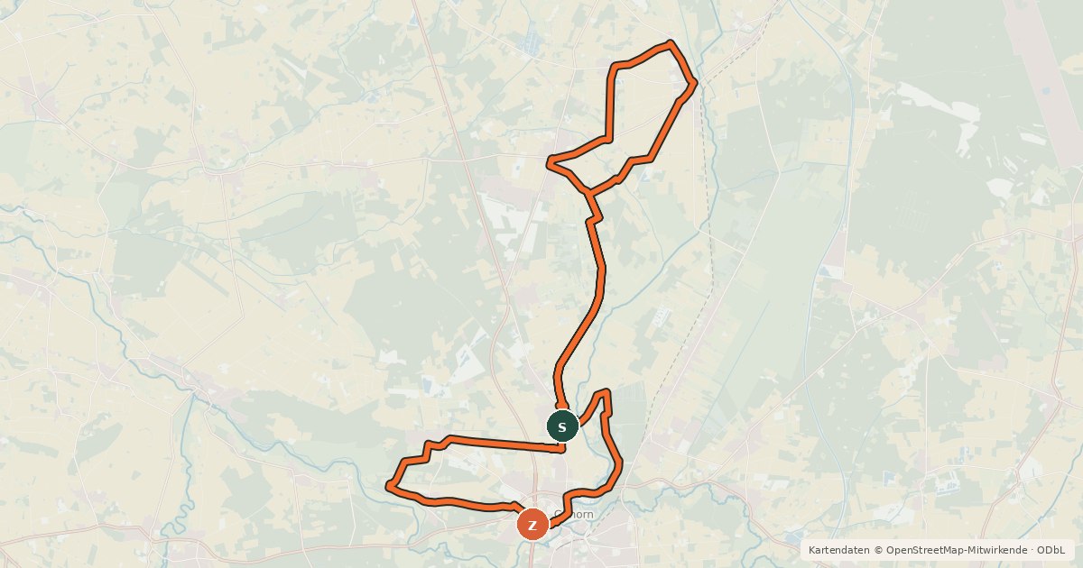 Kartenübersicht der Radroute Mühlentour