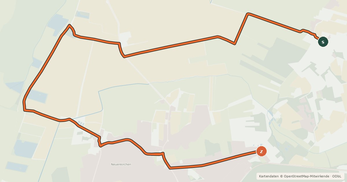 Kartenübersicht der Radroute Mühlenweg