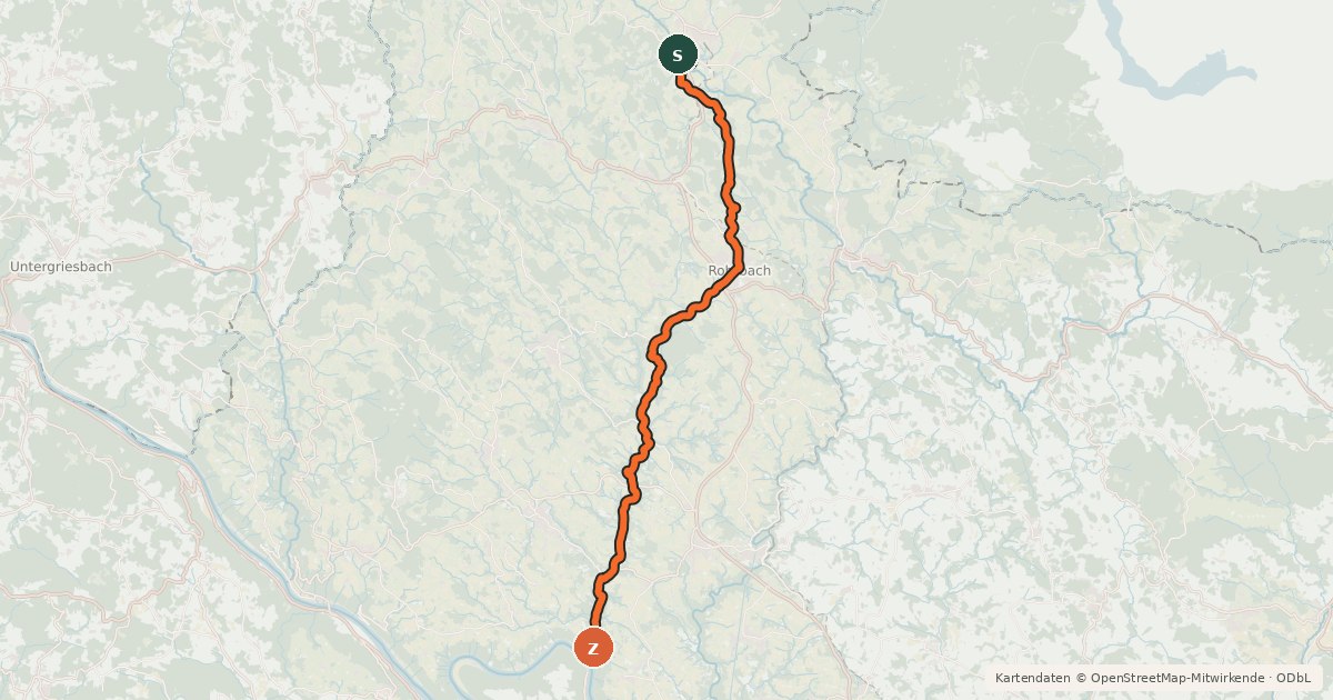 Kartenübersicht der Radroute Mühltalweg