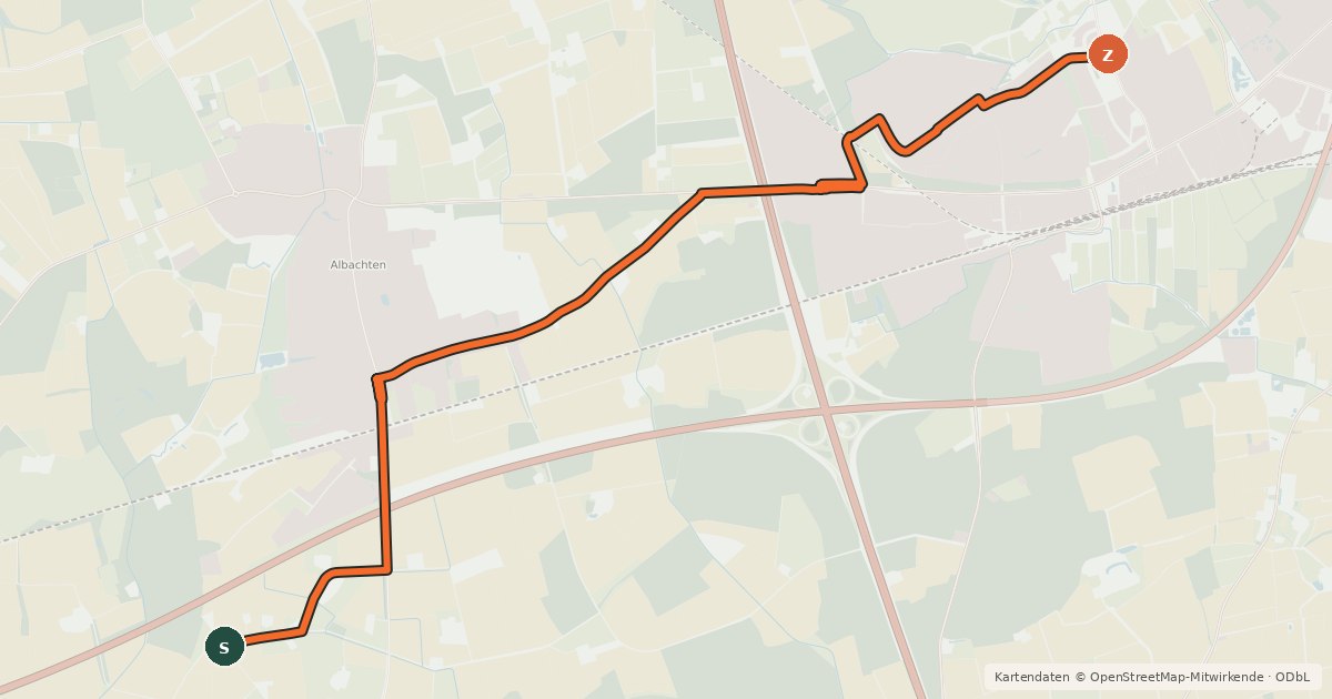 Kartenübersicht der Radroute Münster (4) - Münster (56)