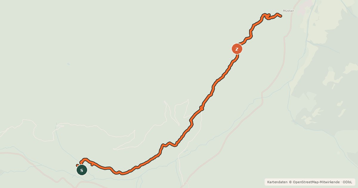 Kartenübersicht der Radroute Münstertal Trail