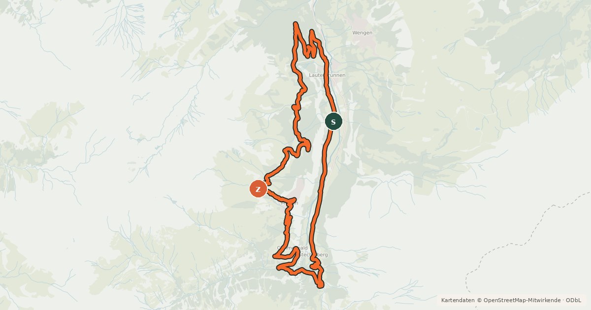 Kartenübersicht der Radroute Mürren Bike