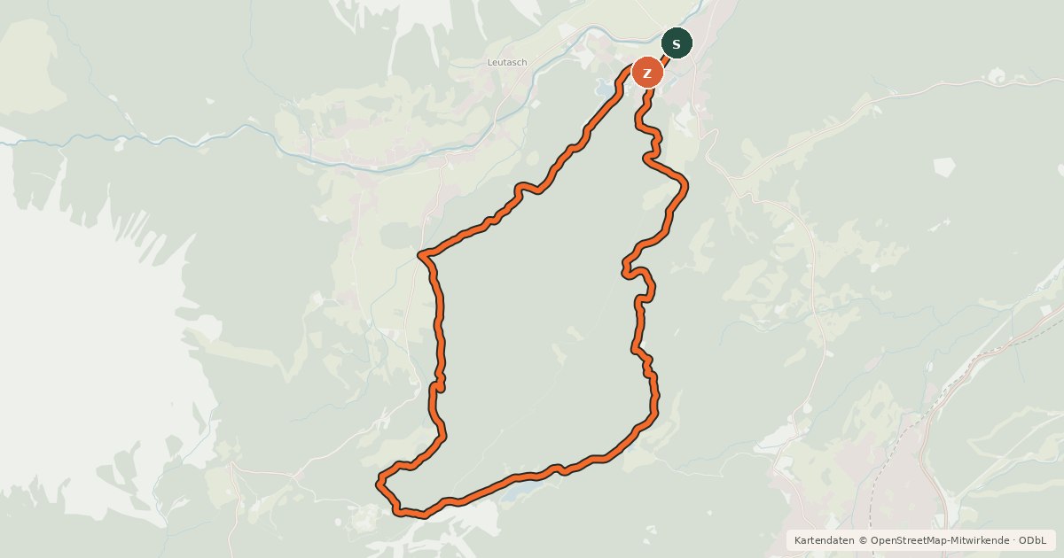 Kartenübersicht der Radroute Muggenmoosalm