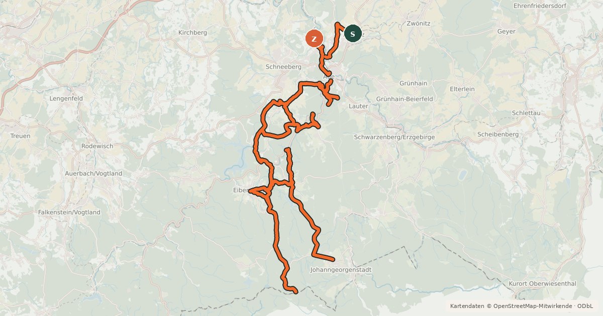 Kartenübersicht der Radroute Mulderadweg Nebenrouten
