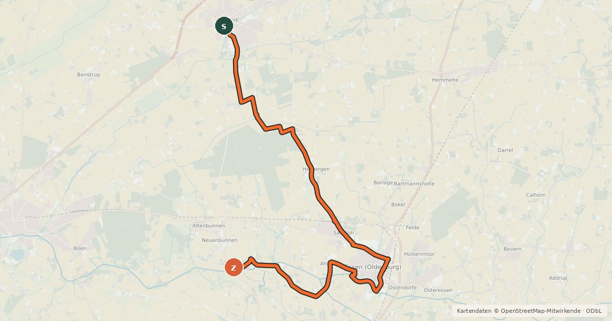 Kartenübersicht der Radroute Mundräuberroute