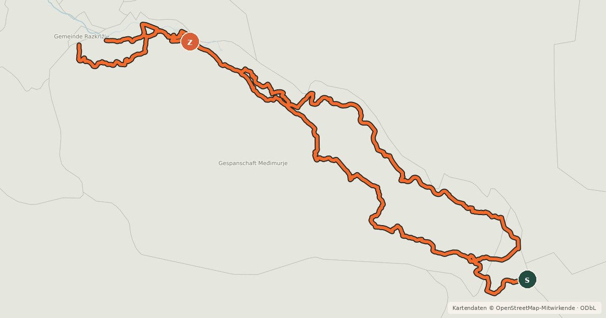 Kartenübersicht der Radroute Mura cycling trail