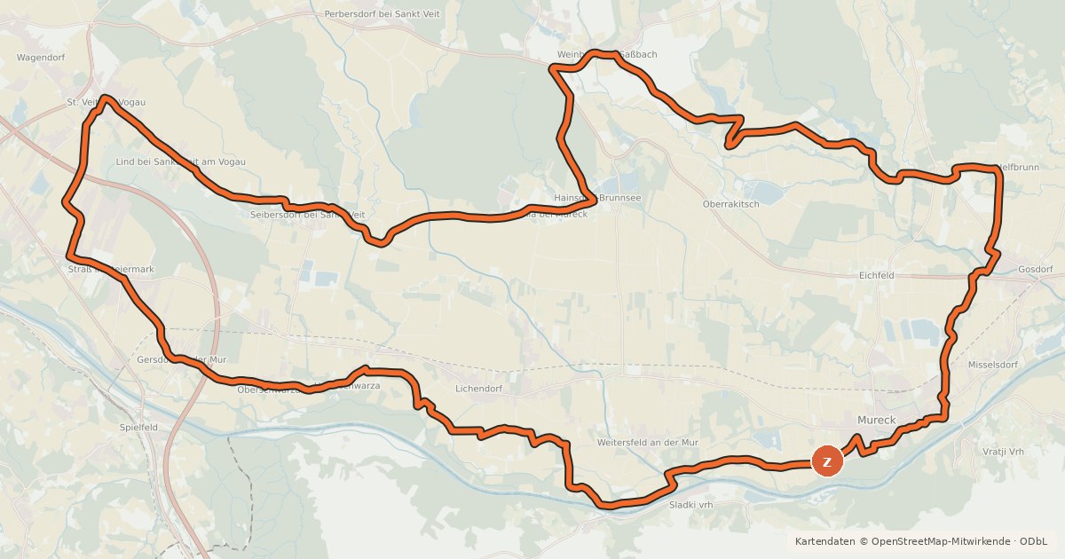 Kartenübersicht der Radroute Murfelder Tour