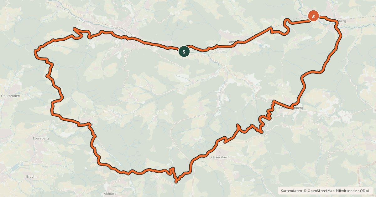 Kartenübersicht der Radroute Murrhardter Wald