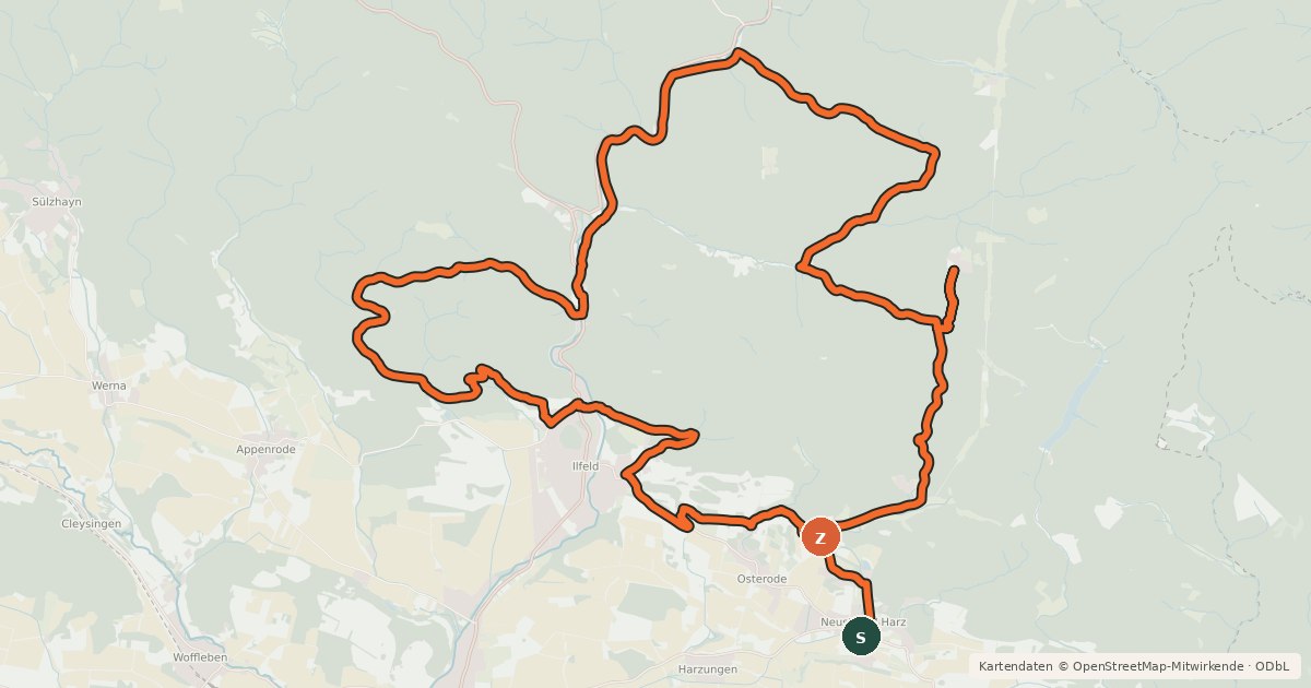 Kartenübersicht der Radroute N1 (Rabensteiner Berg- und Taltour)
