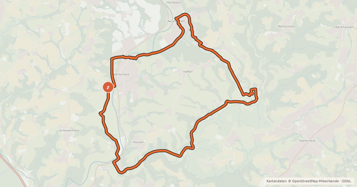 Kartenübersicht der Radroute Naafbachtal-Route