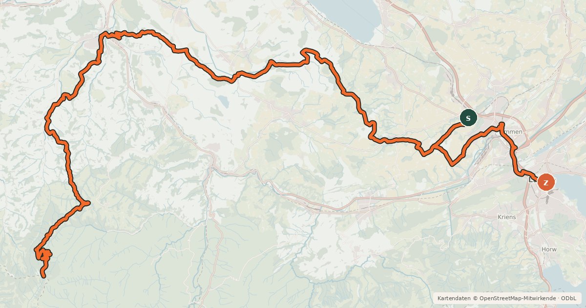 Kartenübersicht der Radroute Napf Bike