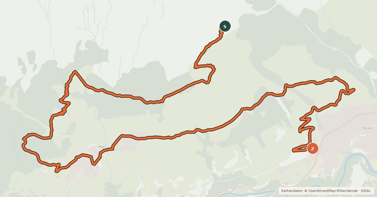 Kartenübersicht der Radroute Natèas Bike (Scuol, Motta Naluns–Scuol)