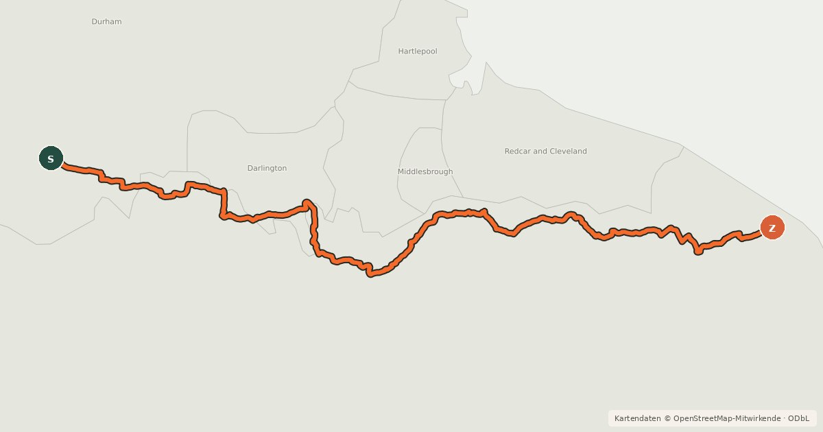 Kartenübersicht der Radroute National Cycle Route 165