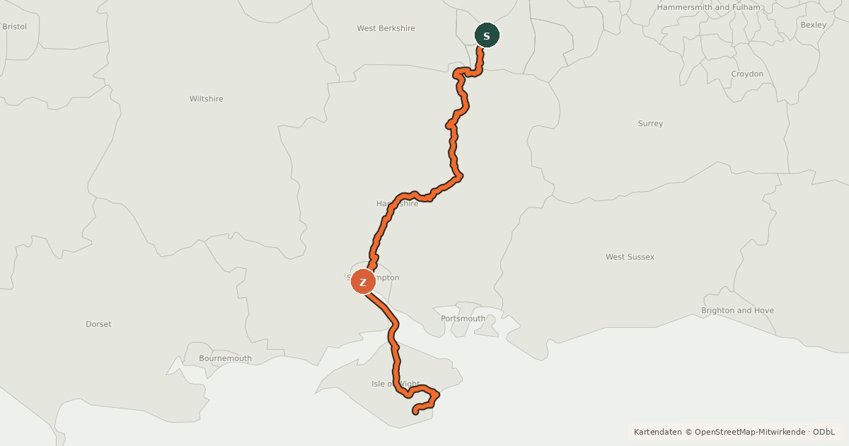 Kartenübersicht der Radroute National Cycle Route 23