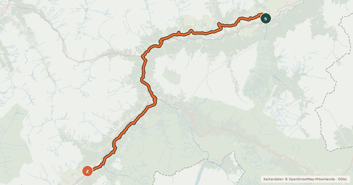 Kartenübersicht der Radroute Nationalpark Bike-Marathon - Etappe 4 (S-chanf - Scuol)