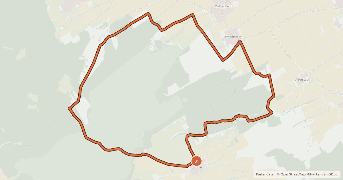 Kartenübersicht der Radroute Nationalpark Hainich Fahrrad-Rundweg