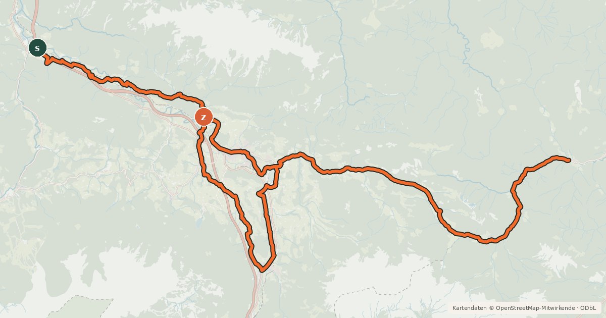 Kartenübersicht der Radroute Nationalpark-Kalkalpenweg