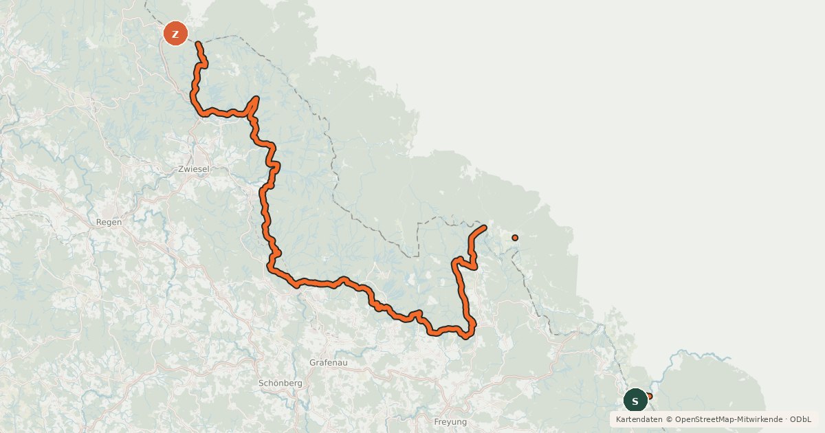 Kartenübersicht der Radroute Nationalpark-Radweg