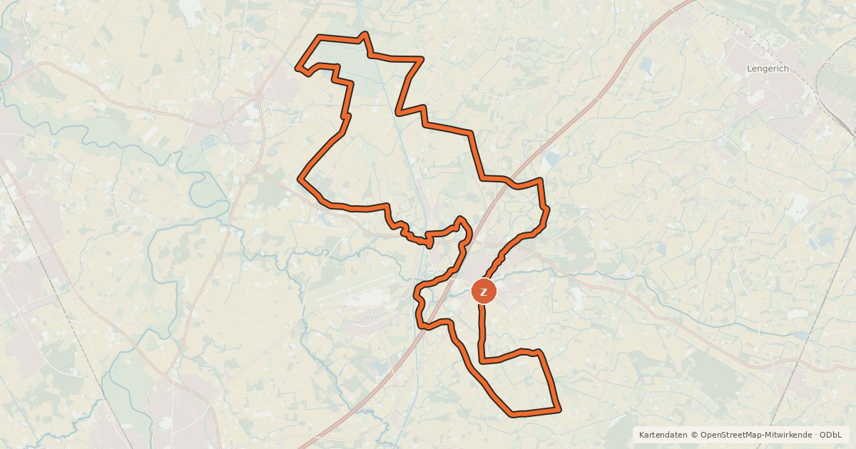 Kartenübersicht der Radroute NaTourismus Brachvogelroute