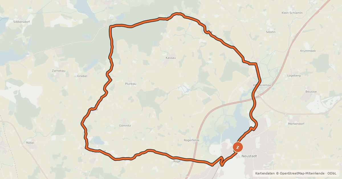 Kartenübersicht der Radroute Natur-Pur-Tour