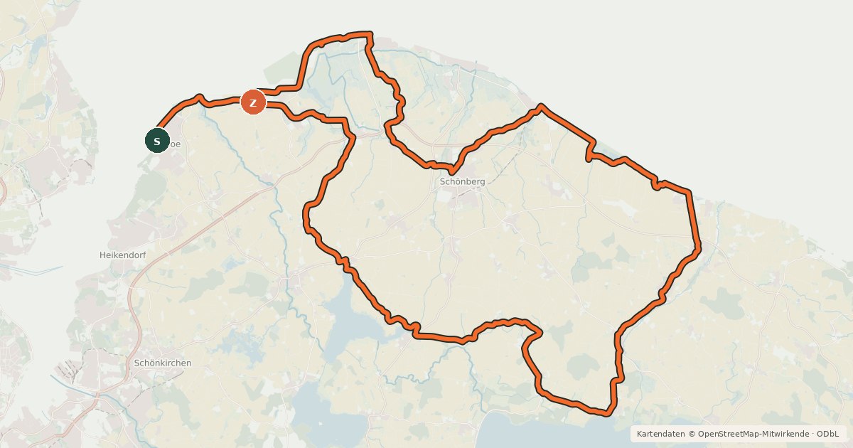 Kartenübersicht der Radroute Natur-Route