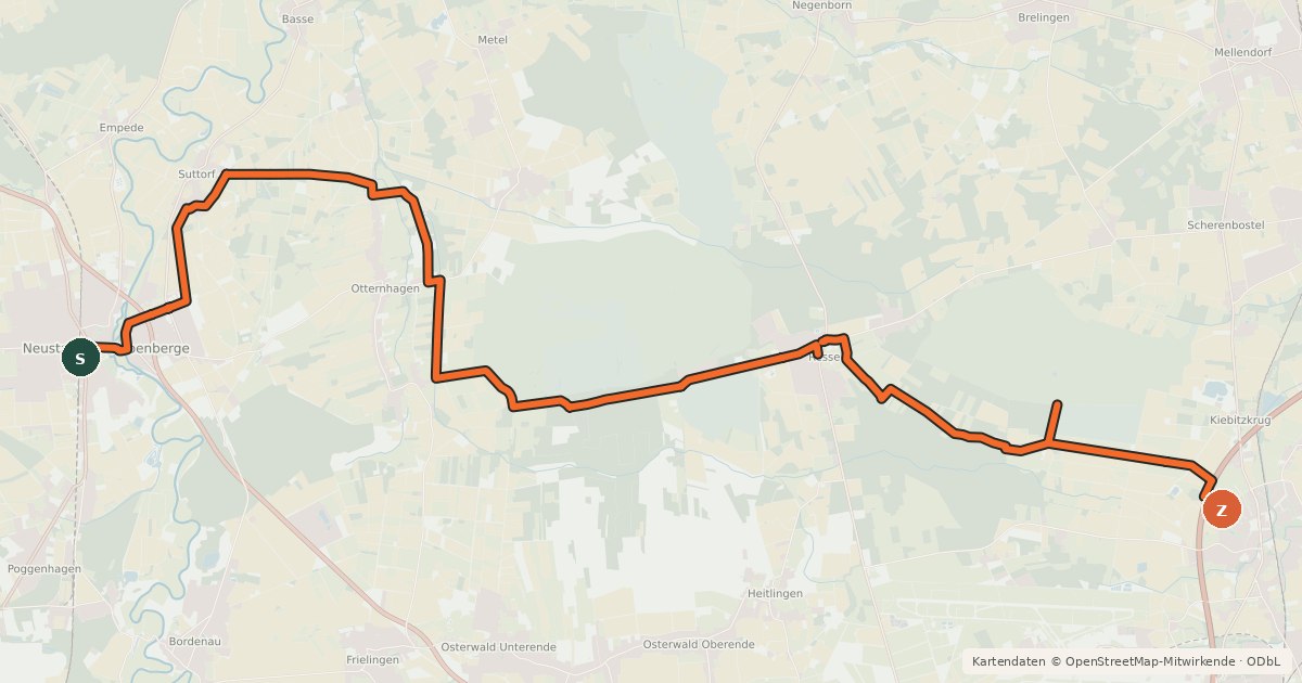Kartenübersicht der Radroute Natura Trail 5