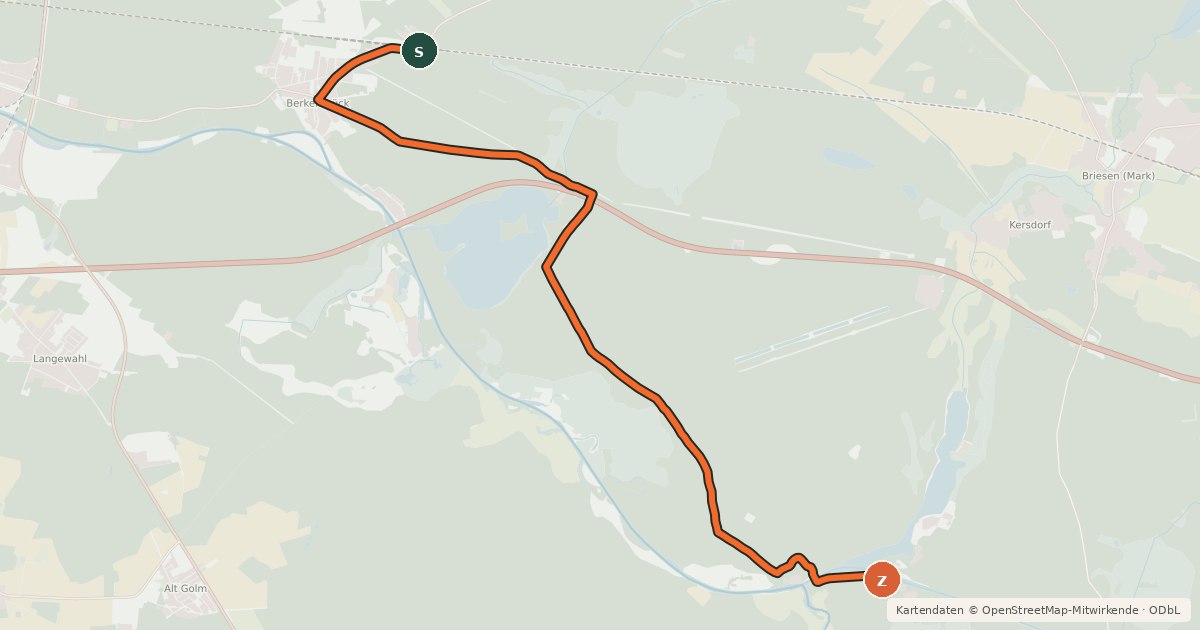 Kartenübersicht der Radroute Natura Trail Radwandern in der Drahendorfer Spreeniederung - Route 1