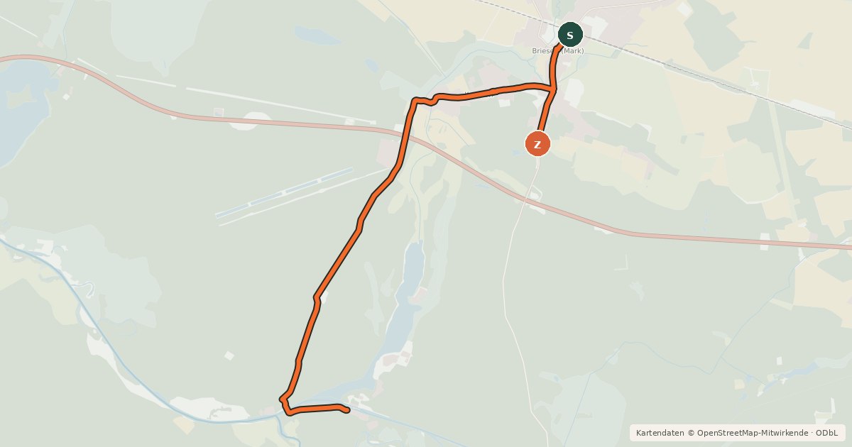 Kartenübersicht der Radroute Natura Trail Radwandern in der Drahendorfer Spreeniederung - Route 2