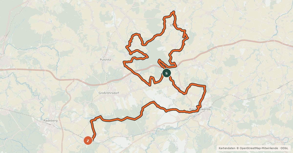 Kartenübersicht der Radroute Naturerlebnisroute