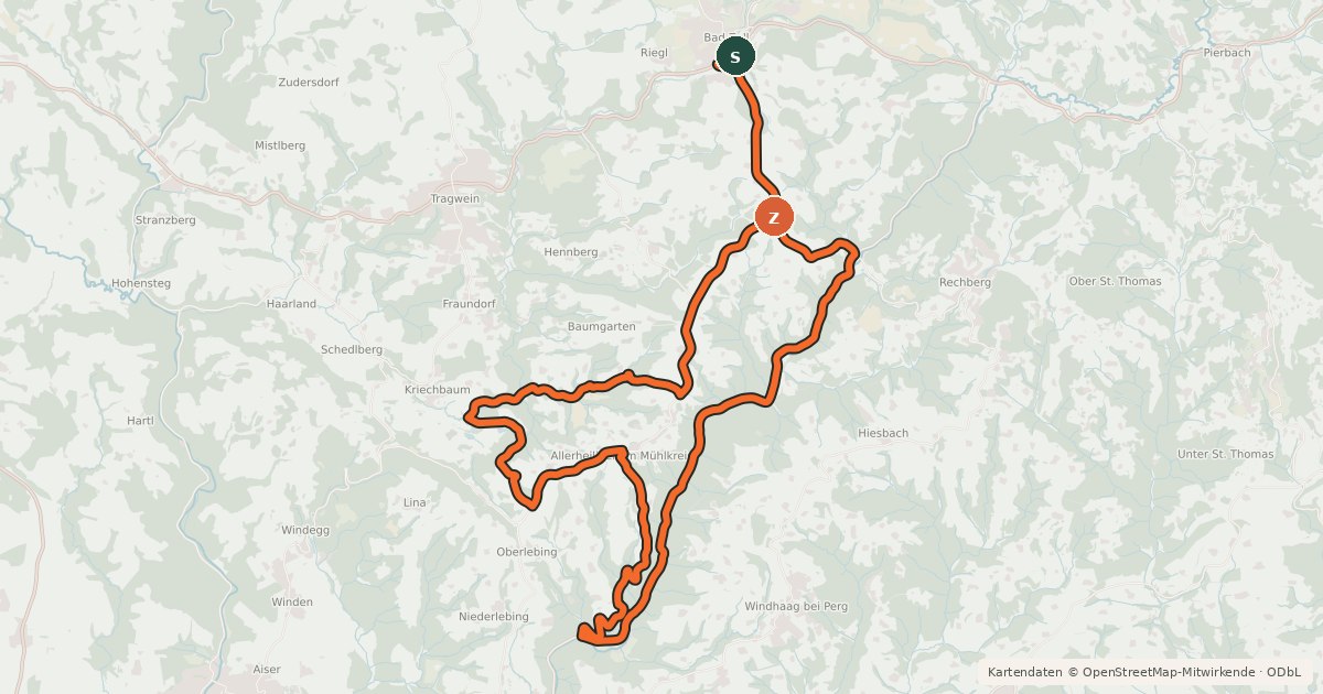 Kartenübersicht der Radroute Naturpark Mühlviertel Radweg (2)