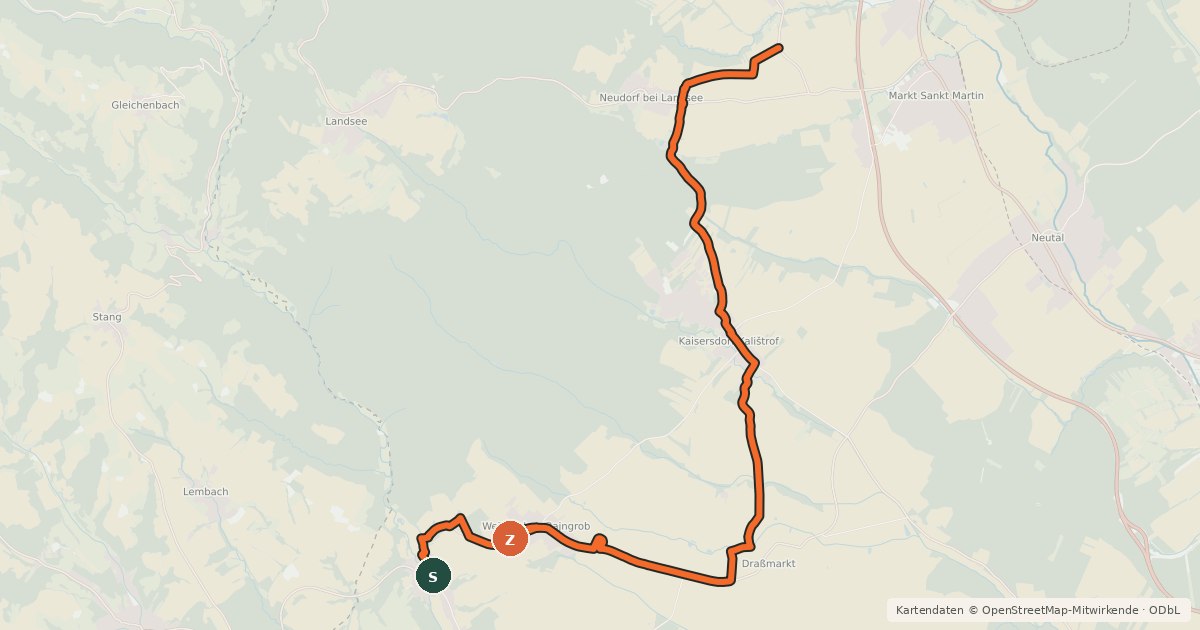 Kartenübersicht der Radroute Naturpark-Radwanderweg