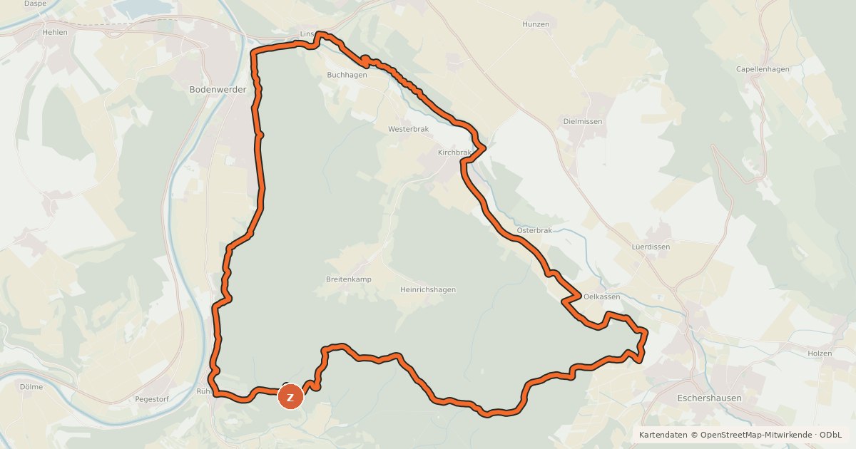 Kartenübersicht der Radroute Naturpark Solling-Vogler, Tour 1