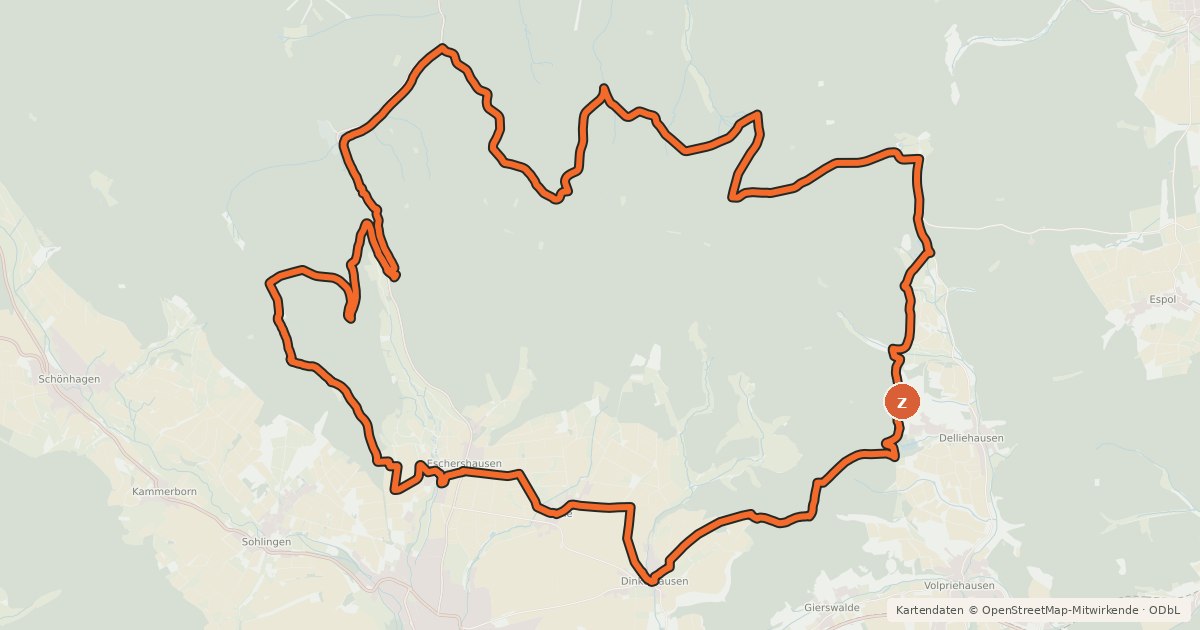Kartenübersicht der Radroute Naturpark Solling-Vogler, Tour 12