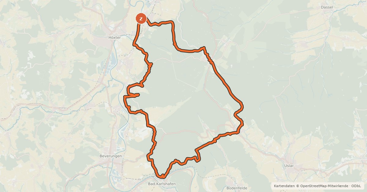 Kartenübersicht der Radroute Naturpark Solling-Vogler, Tour 5