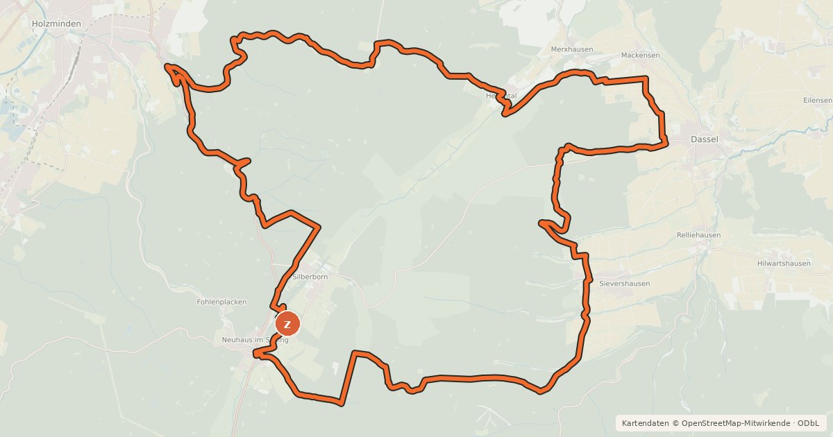 Kartenübersicht der Radroute Naturpark Solling-Vogler, Tour 7