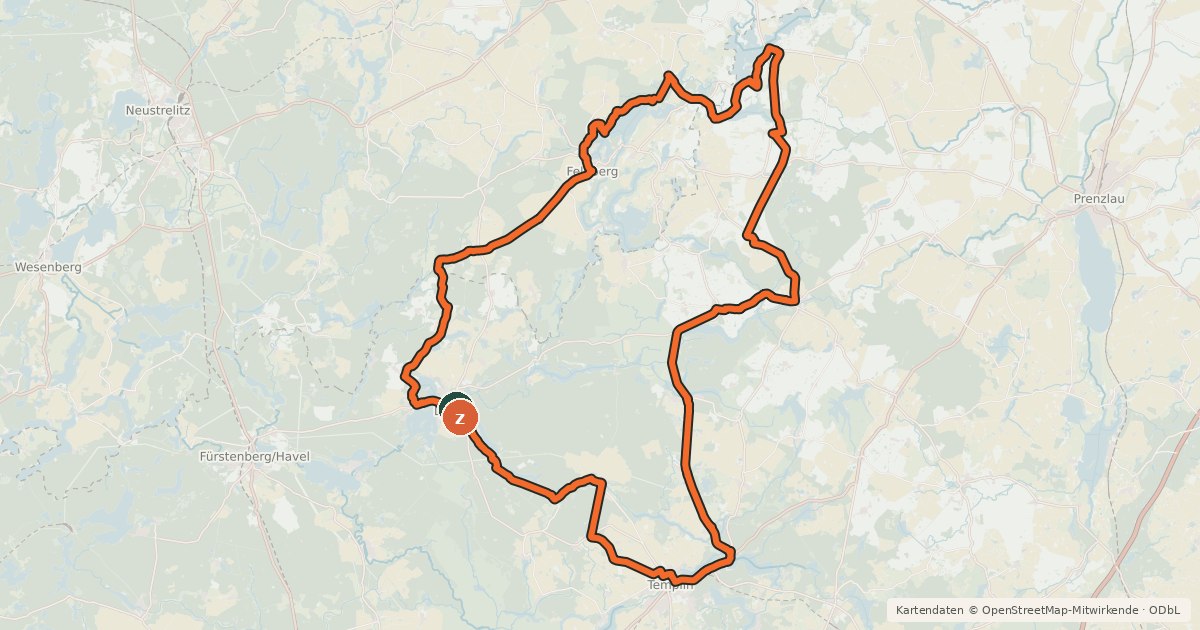 Kartenübersicht der Radroute Naturpark Tour Nord "Auf der Spur der Steine"