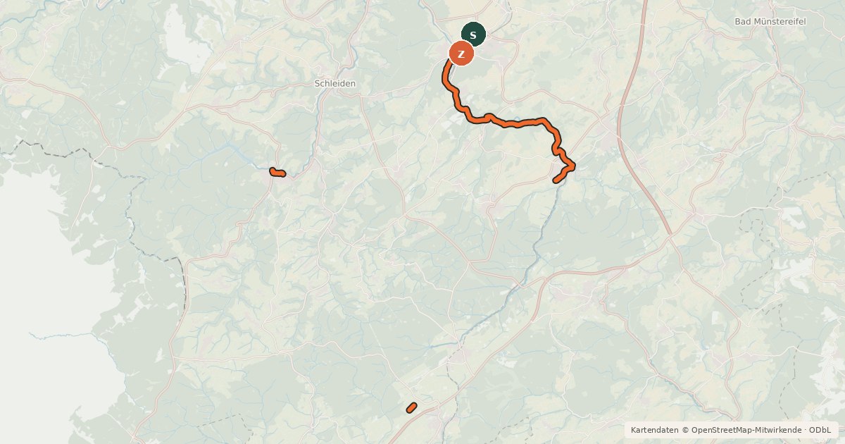 Kartenübersicht der Radroute Naturparkroute