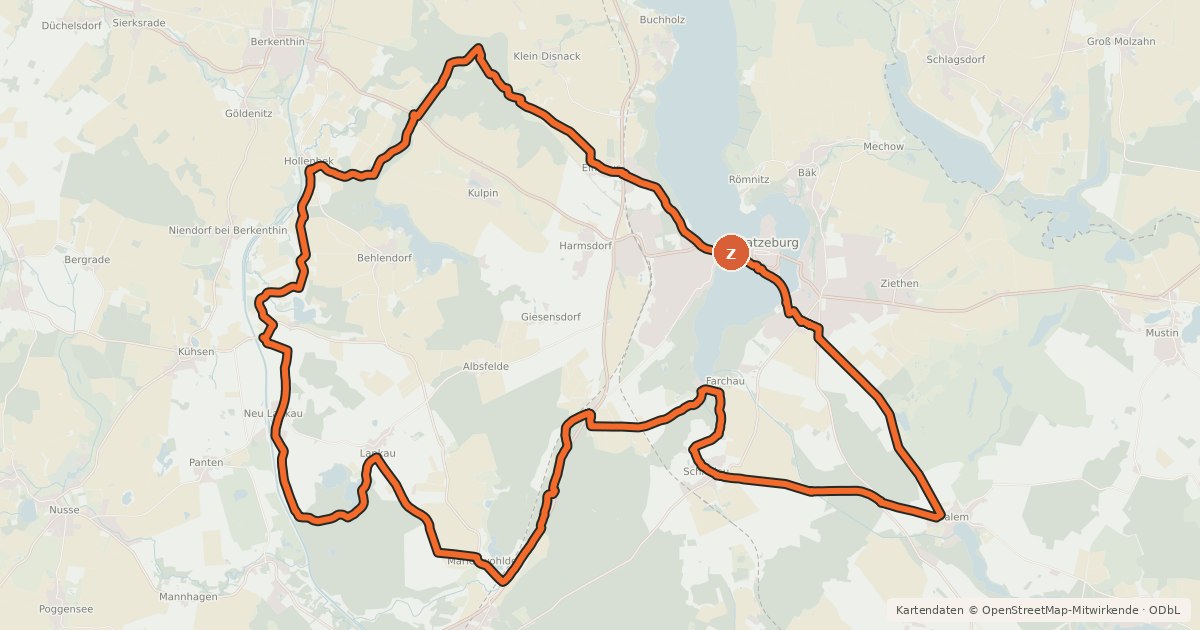 Kartenübersicht der Radroute Naturparktour