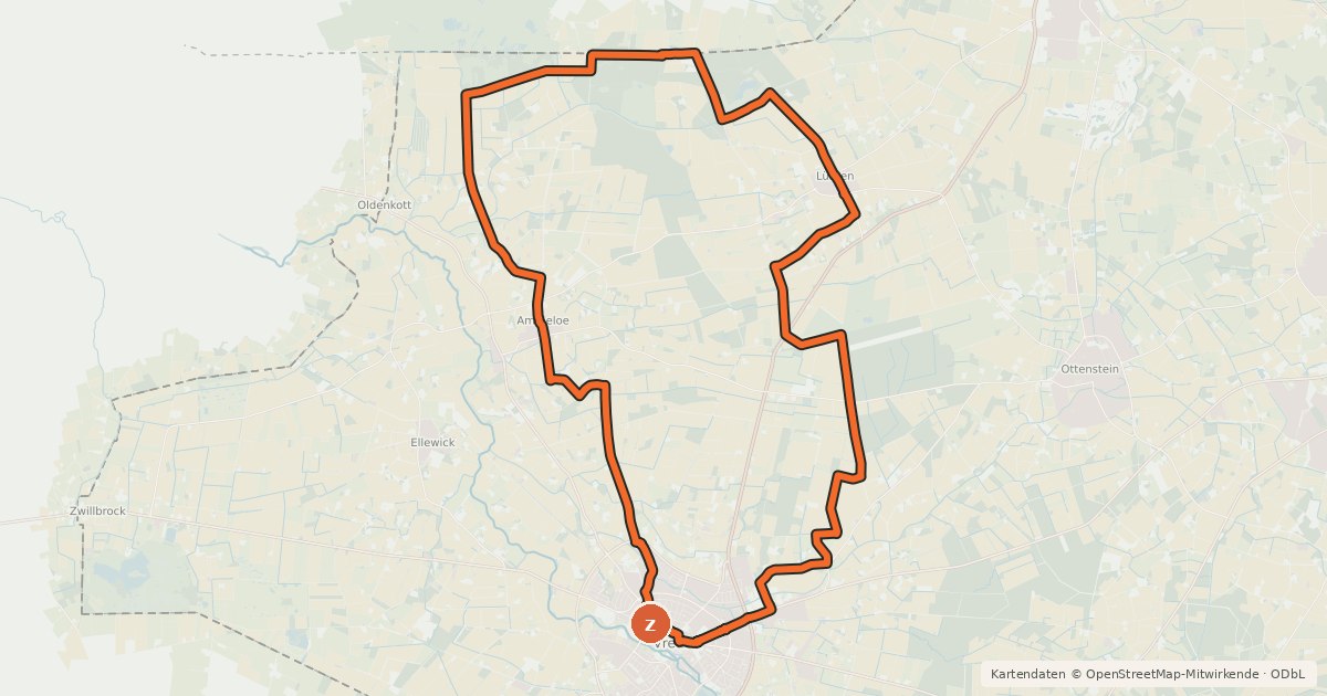 Kartenübersicht der Radroute NaturTour 2
