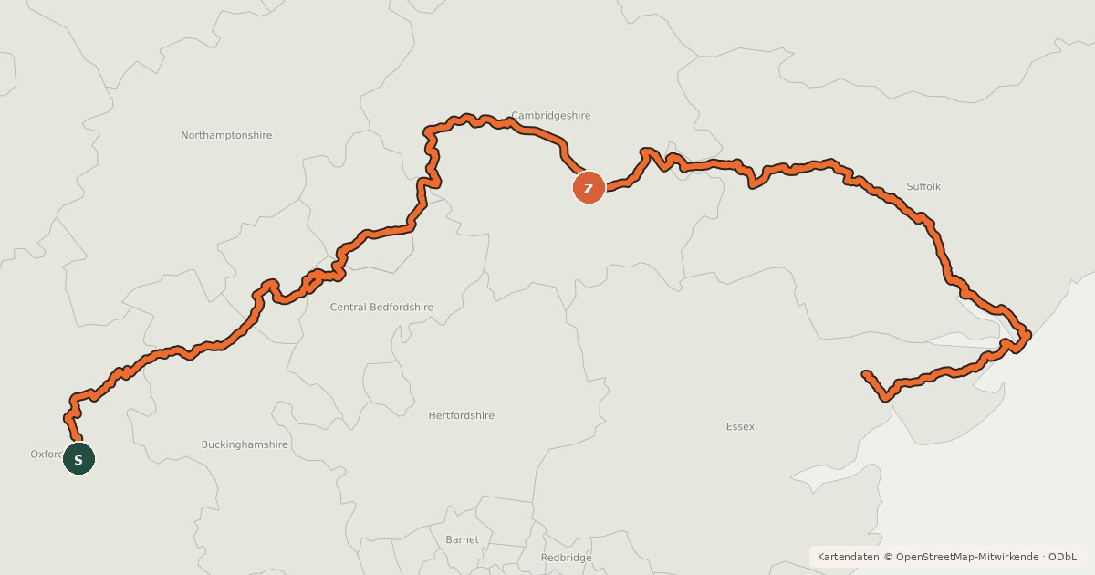 Kartenübersicht der Radroute NCN 51
