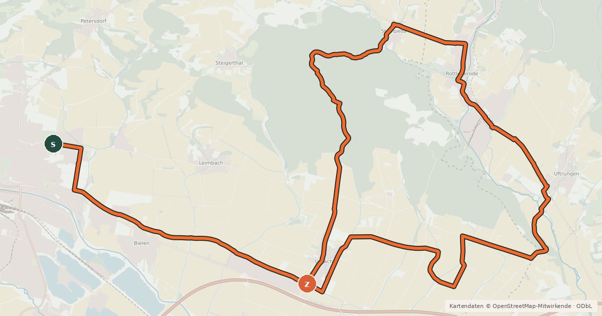 Kartenübersicht der Radroute NDH 8 (Thyrafuchs - Tour)