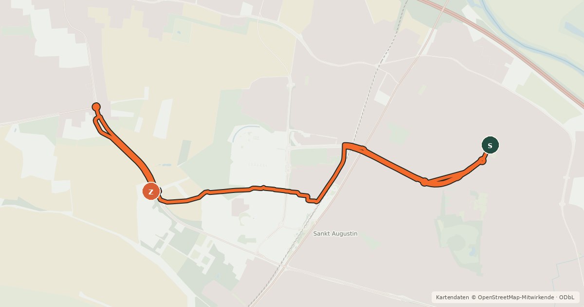 Kartenübersicht der Radroute Nebenroute 1b