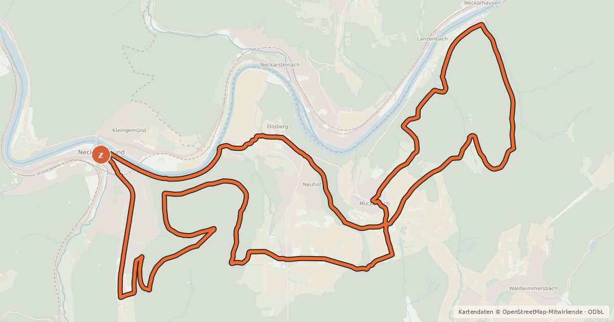 Kartenübersicht der Radroute Neckargemünd 2