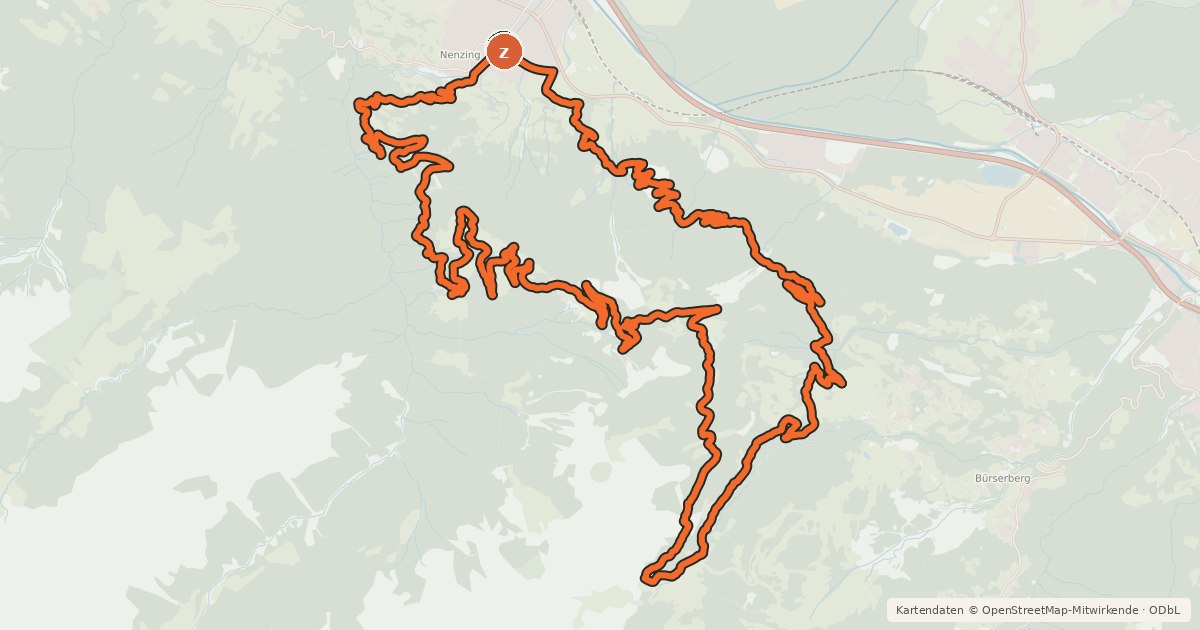 Kartenübersicht der Radroute Nenzingerberg - Bürserberg