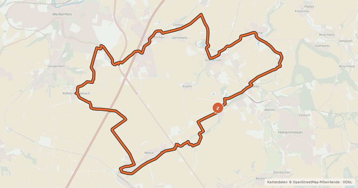 Kartenübersicht der Radroute Nessa Radweg