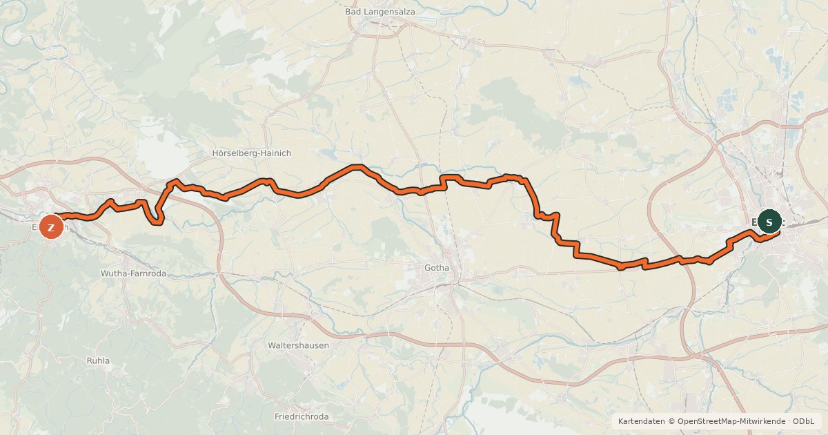 Kartenübersicht der Radroute Nessetal-Radweg