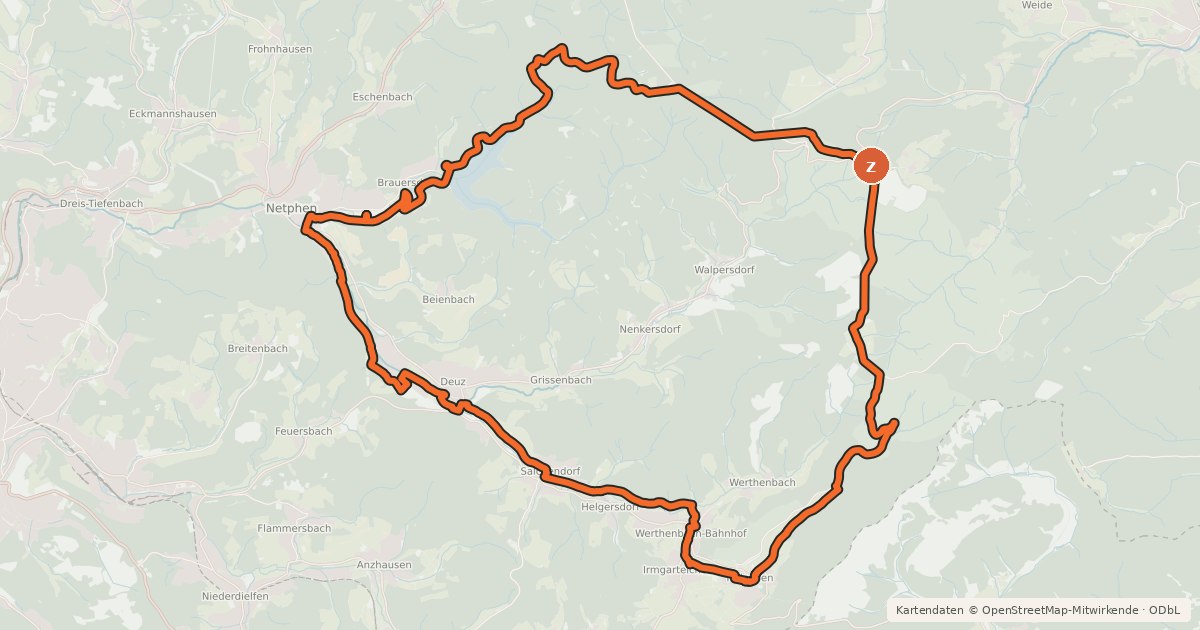 Kartenübersicht der Radroute Netpher Radring