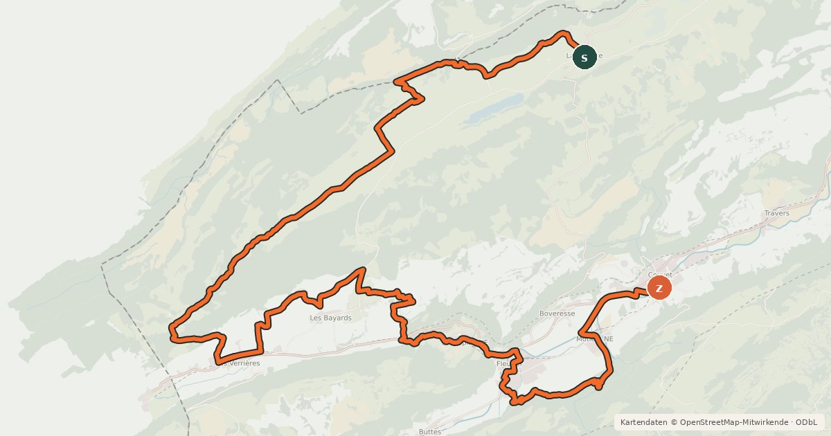 Kartenübersicht der Radroute Neuchâtel Bike