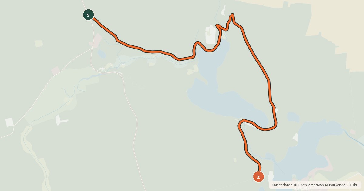 Kartenübersicht der Radroute Neuruppiner Radweg 2